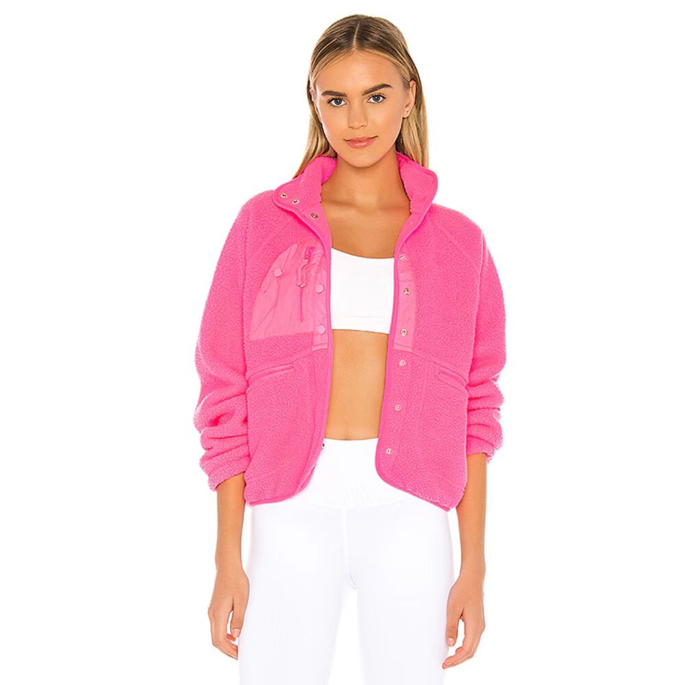 Free People NWT Movement Hit the Slopes Jacket Fleece Shacket Pink XSmall New